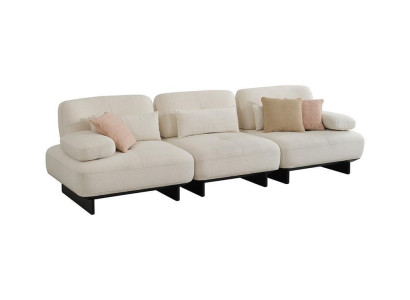 Edler Viersitzer Designer Wohnzimmer Weiße 4–Sitzer Stoffcouch Möbel