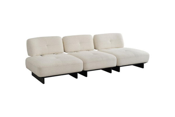 Edler Viersitzer Designer Wohnzimmer Weiße 4–Sitzer Stoffcouch Möbel