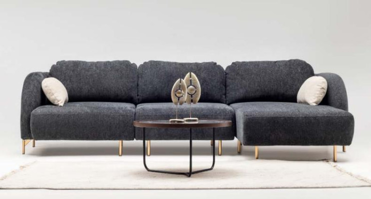 Ecksofa L form Polstersofa Stoffsofa Couch Grau Sofa Liege Stoff